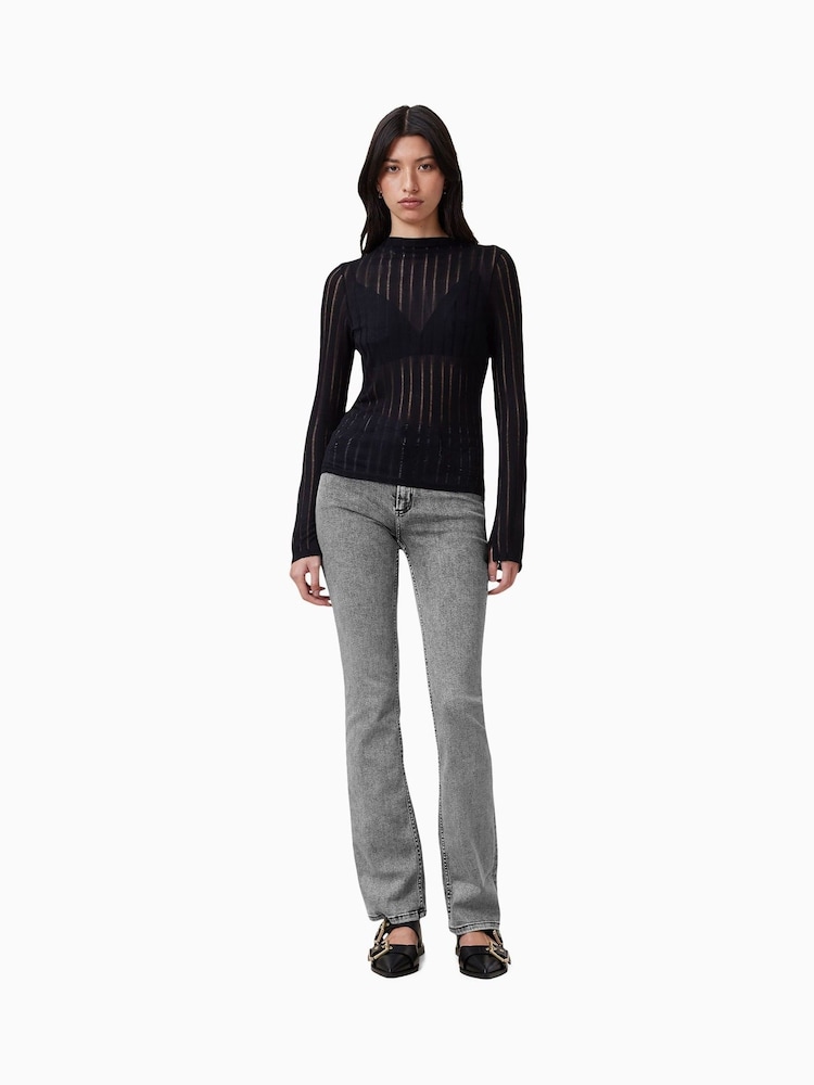AllSaints Grey Chrome Slim Haldan Bootcut Jeans - Image 5 of 8