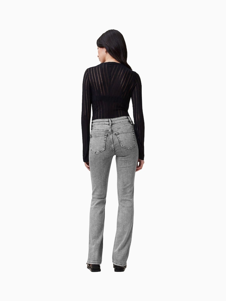 AllSaints Grey Chrome Slim Haldan Bootcut Jeans - Image 7 of 8