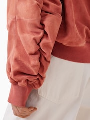 AllSaints Red Dana Suede Bomber Jacket - Image 5 of 8