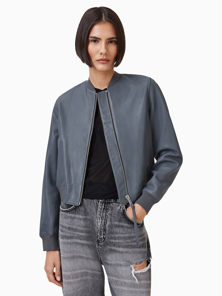 AllSaints Turbulence Grey Orten Bomber Jacket - Image 1 of 1