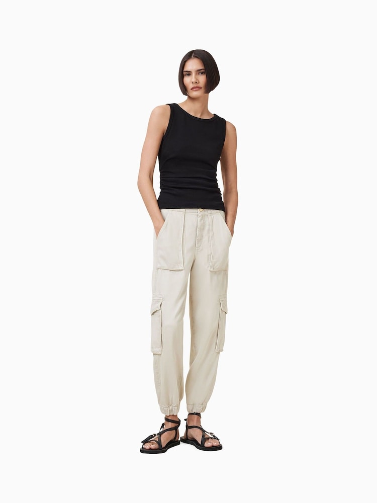 AllSaints White Freda Tencel Trousers - Image 3 of 8