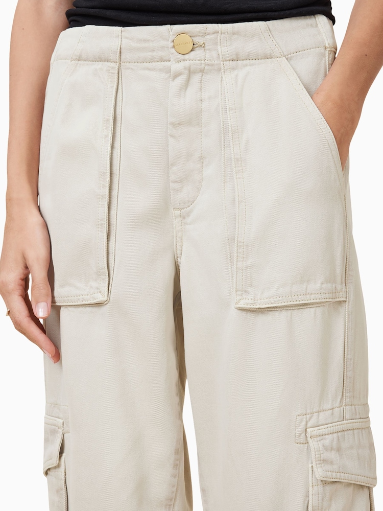AllSaints White Freda Tencel Trousers - Image 7 of 8