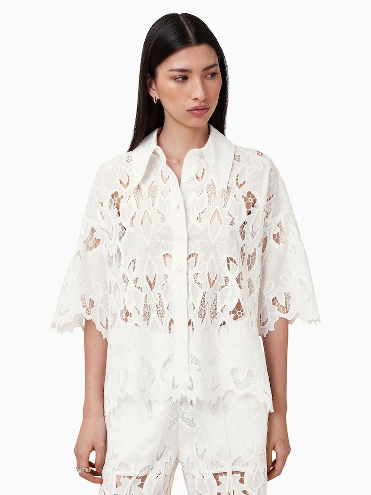 AllSaints White Charli Emb Shirt - Image 2 of 9