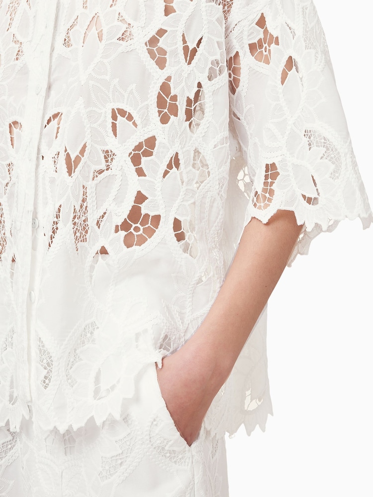 AllSaints White Charli Embellished Shirt - Image 5 of 9