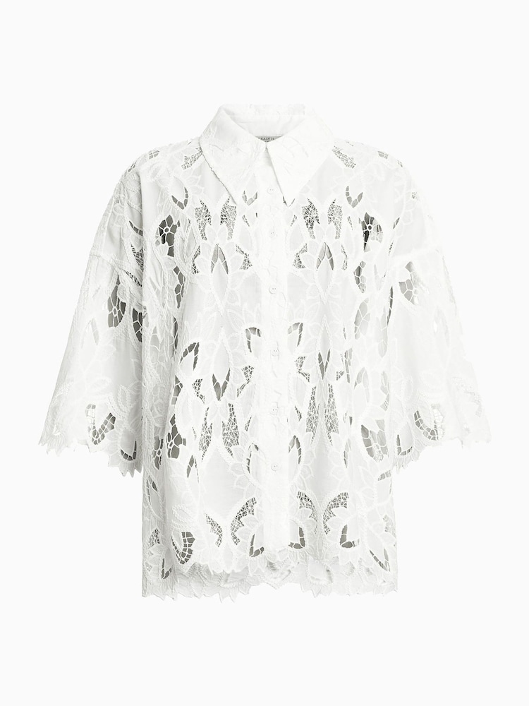 AllSaints White Charli Embellished Shirt - Image 8 of 9