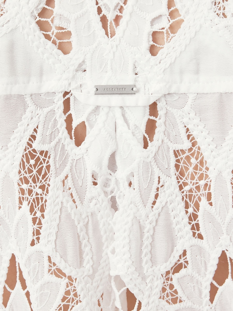 AllSaints White Charli Emb Shirt - Image 9 of 9