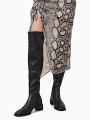 AllSaints Black Avril Knee High Boots - Image 1 of 7