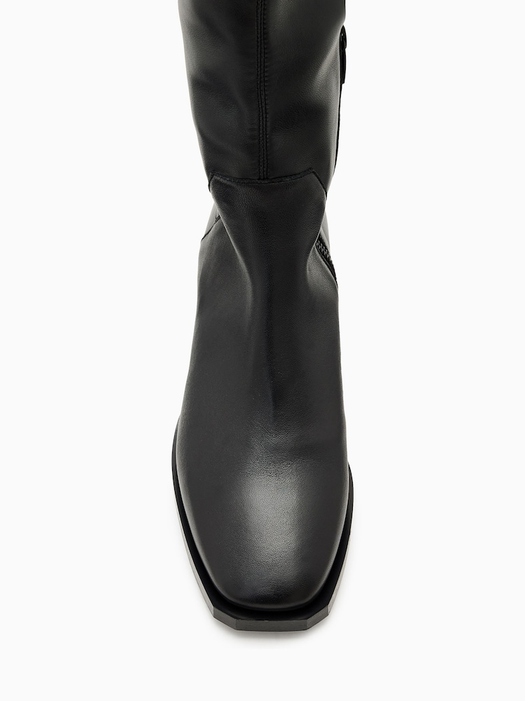 AllSaints Black Avril Knee High Boots - Image 4 of 7