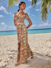 Lipsy Printed Ruffle Front Detail Cami Maxi Dress - Imagen 1 de 5