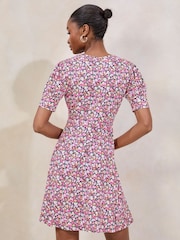 Pink Printed Jersey Underbust Mini Dress - Image 4 of 4
