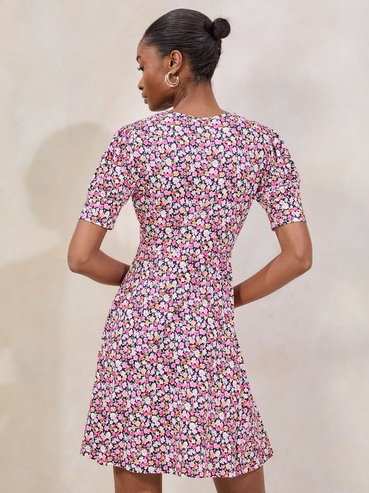 Pink Printed Jersey Underbust Mini Dress - Image 4 of 4
