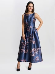 Gina Bacconi Blue Luisa Jacquard Dress - Image 3 of 5