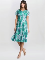 Gina Bacconi Green Billy Floral Dress - Image 2 of 5