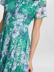 Gina Bacconi Green Billy Floral Dress - Image 4 of 5