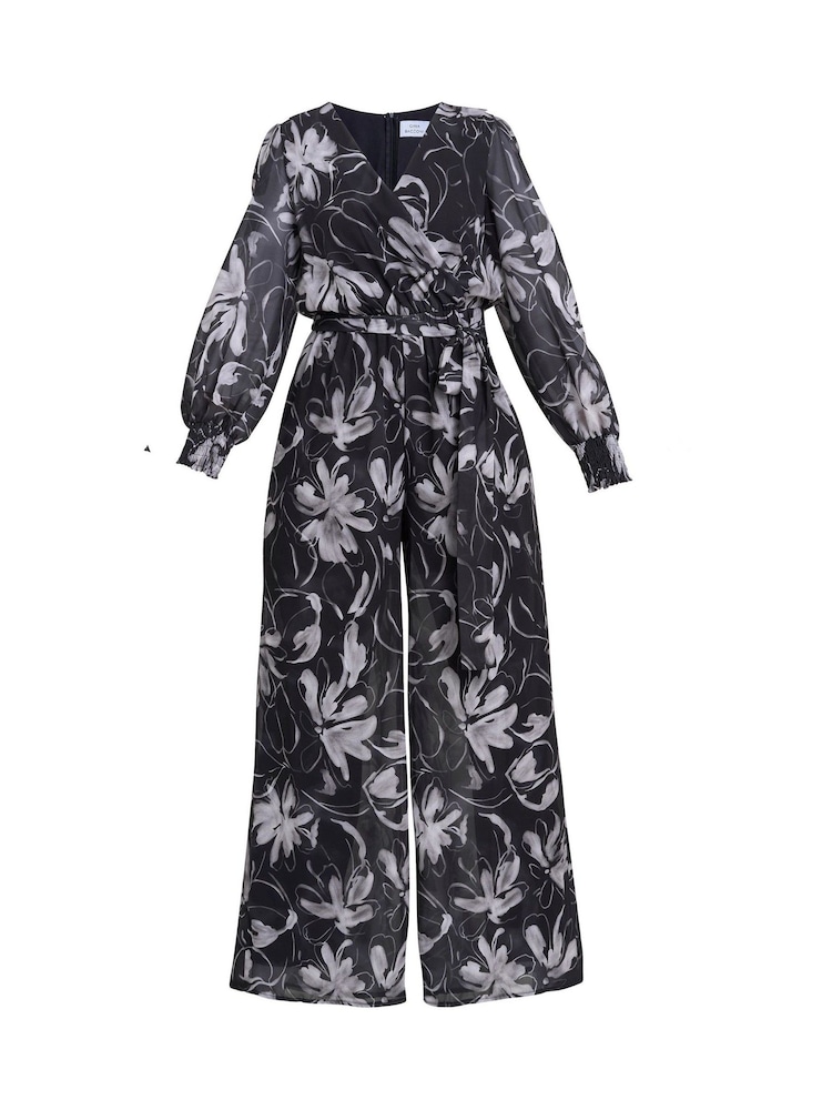 Gina Bacconi Kourtney Chiffon Black Jumpsuit - Imagen 6 de 6