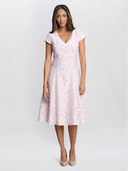 Gina Bacconi Purple Daphnie Jacquard Dress - Image 2 of 7