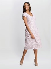 Gina Bacconi Purple Daphnie Jacquard Dress - Image 4 of 7