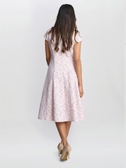 Gina Bacconi Purple Daphnie Jacquard Dress - Image 5 of 7