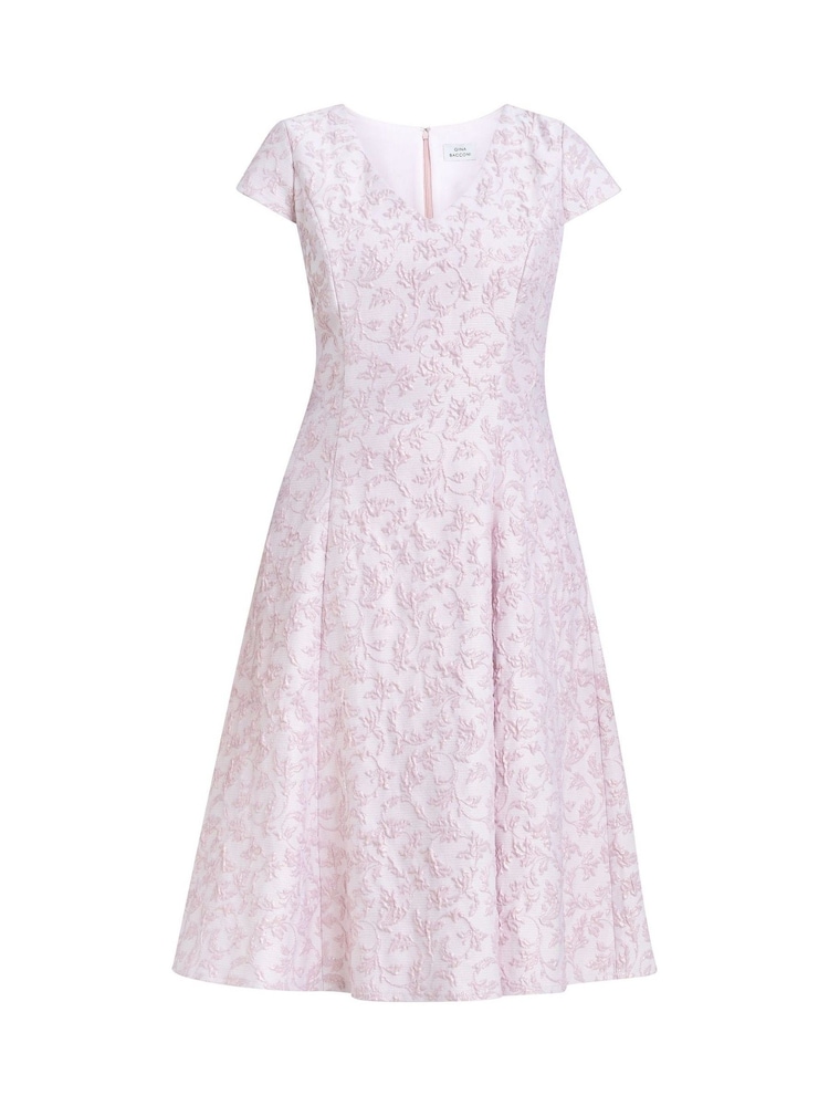 Gina Bacconi Purple Daphnie Jacquard Dress - Image 7 of 7