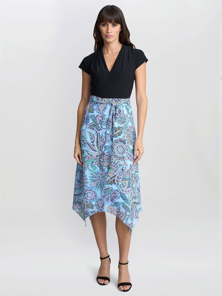 Gina Bacconi Blue Charlotte Handkerchief Skirt Dress - Image 1 of 5