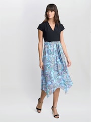 Gina Bacconi Blue Charlotte Handkerchief Skirt Dress - Image 2 of 5