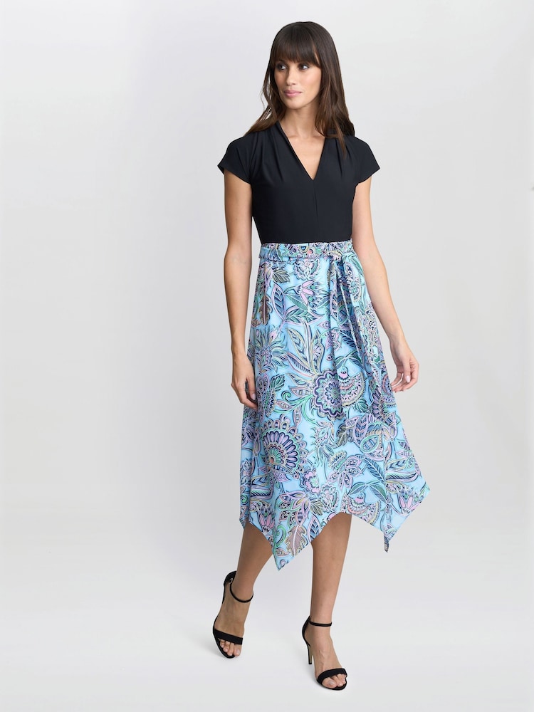 Gina Bacconi Blue Charlotte Handkerchief Skirt Dress - Image 2 of 5