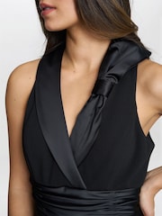 Gina Bacconi Melodie Crepe Black Jumpsuit With Satin Bow - Imagen 4 de 5