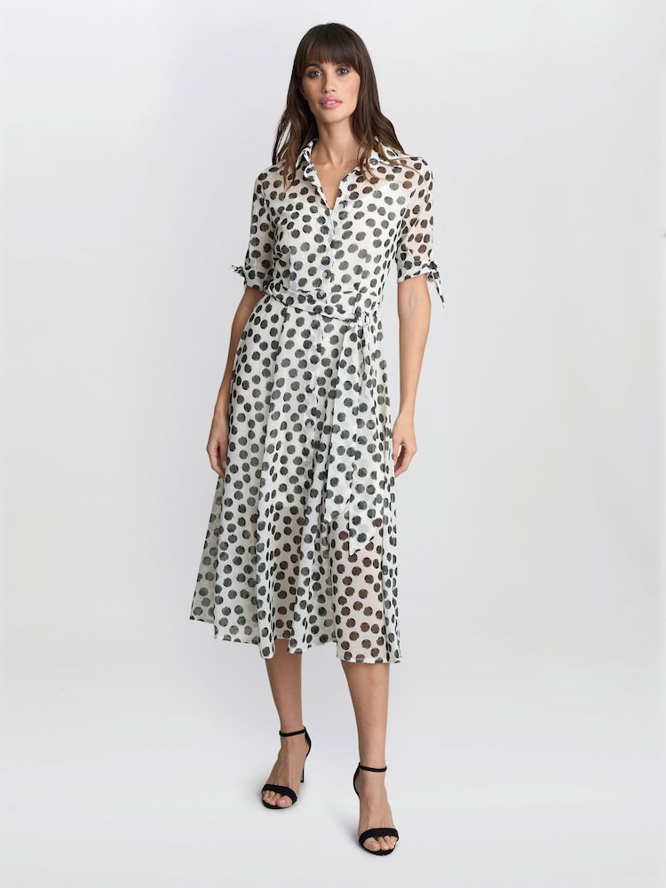 Gina Bacconi Cream Adrienne Shirt Dress - Image 1 of 5