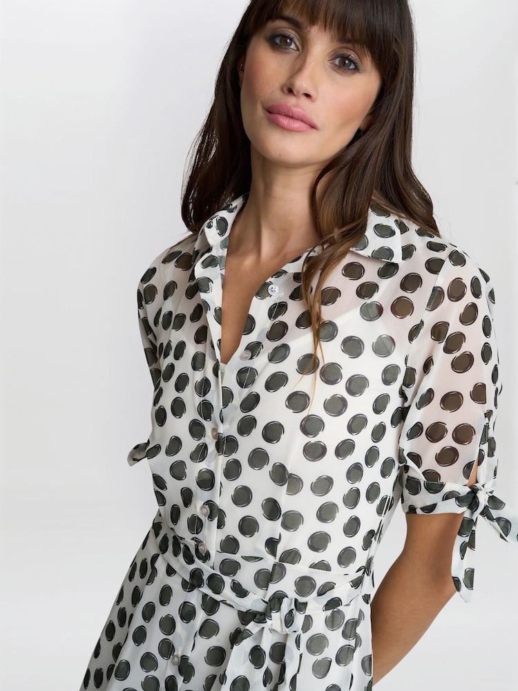 Gina Bacconi Cream Adrienne Shirt Dress - Imagen 2 de 5 Gina Bacconi Cream Adrienne Shirt Dress - Imagen 2 de 5