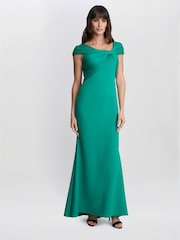 Gina Bacconi Green Willow Twist Knot Maxi Dress - Image 3 of 5