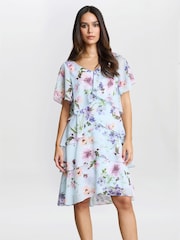Gina Bacconi Blue Cynthia Floral Tier Dress - Image 1 of 5
