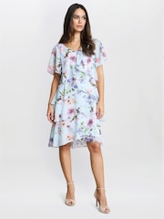 Gina Bacconi Blue Cynthia Floral Tier Dress - Image 3 of 5