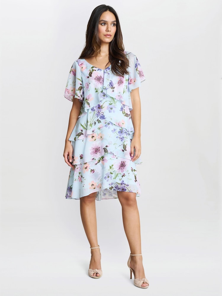 Gina Bacconi Blue Cynthia Floral Tier Dress - Image 3 of 5