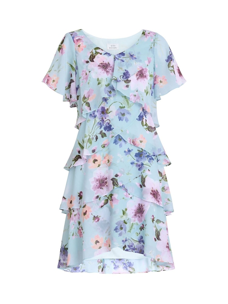 Gina Bacconi Blue Cynthia Floral Tier Dress - Image 5 of 5