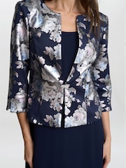 Gina Bacconi Blue Sandra Floral Print Jacquard Jacket And Dress Set - Image 4 of 6
