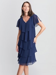 Gina Bacconi Blue Bella Georgette Tiered Dress - Image 1 of 6