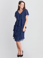 Gina Bacconi Blue Bella Georgette Tiered Dress - Image 2 of 6