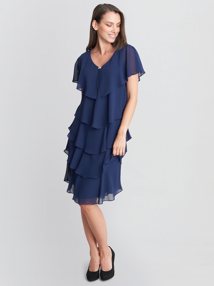 Gina Bacconi Blue Bella Georgette Tiered Dress - Image 2 of 6