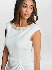 Gina Bacconi Sansa Wrap Dress With Beaded Neck - Image 5 of 6