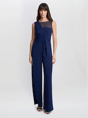 Gina Bacconi Blue Pia Crepe Jumpsuit - Imagen 1 de 5