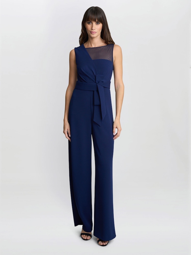 Gina Bacconi Blue Pia Crepe Jumpsuit - Imagen 1 de 5