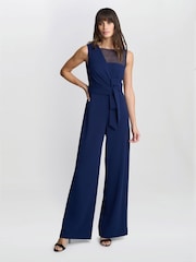 Gina Bacconi Blue Pia Crepe Jumpsuit - Imagen 3 de 5