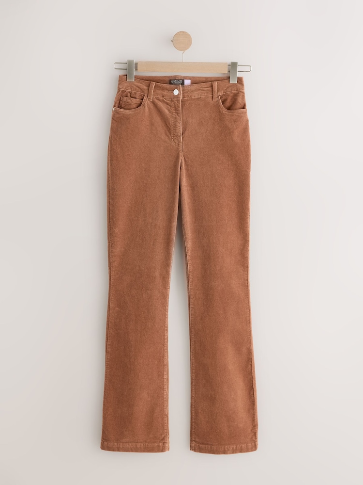 Rjava - Hlače iz rebrastega žameta Bootcut Hourglass - Slika 1 iz 3