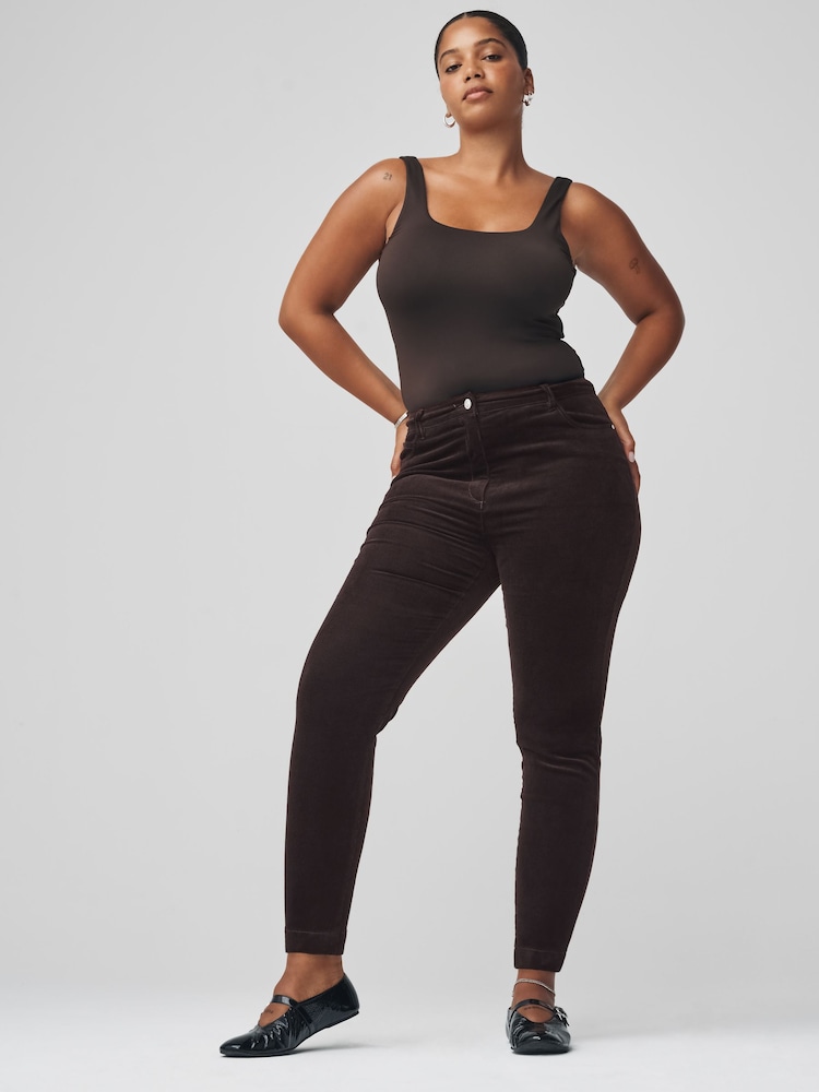 Chocolate Brown Cord Skinny Hourglass Trousers - Image 1 of 7 Chocolate Brown Cord Skinny Hourglass Trousers - Image 1 of 7