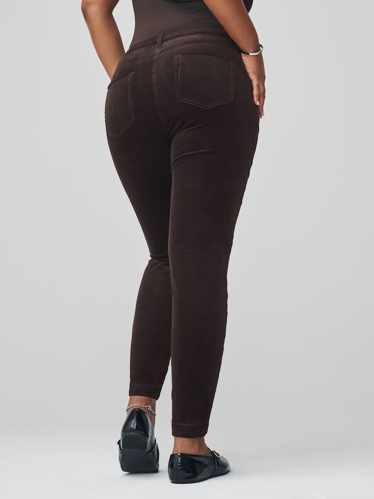 Chocolate Brown Cord Skinny Hourglass Trousers - Image 2 of 7 Chocolate Brown Cord Skinny Hourglass Trousers - Image 2 of 7