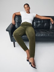 Kaki zelena - Cord Skinny Hourglass Trousers - Slika 3 iz 8