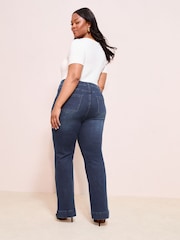Friends Like These Inky Blue Curve Millie Mackintosh High Waist Pocket Flare Jeans - Image 4 of 4