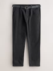 Black Straight Fit Motionflex Chinos Trousers With Belt - Image 11 of 11