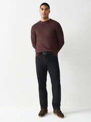 Black Straight Fit Motionflex Chinos Trousers With Belt - Image 2 of 11