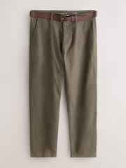 Stone Straight Fit Motionflex Chinos Trousers With Belt - Image 7 of 10